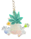 Iridescent Frog with Flowers and Pearl Eyes Keychain