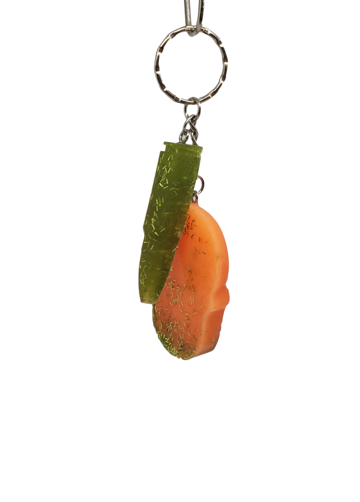 Orange and Green Glitter Key Chain with Bullet Charm