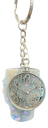 Grey with Glitter Steampunk Skull Keychain