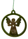 Golden Angel in Green Halo Tag Tree Ornament