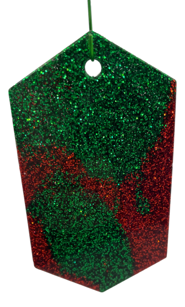 Red & Green Glitter Noel Tag Tree Ornament