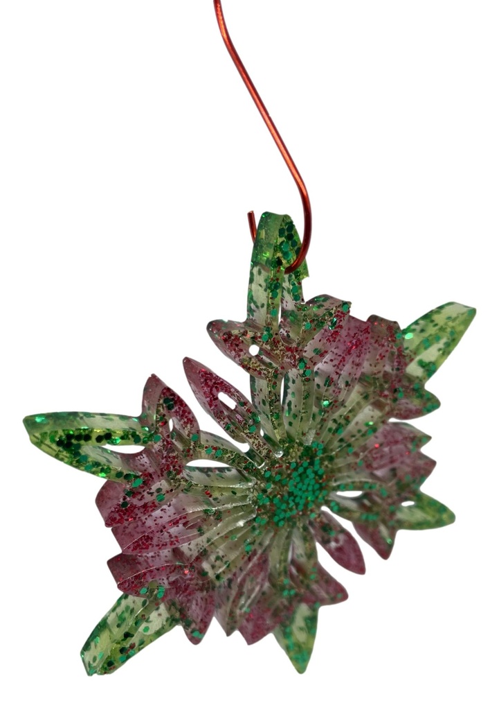 Green & Red Snowflake Tree Ornament