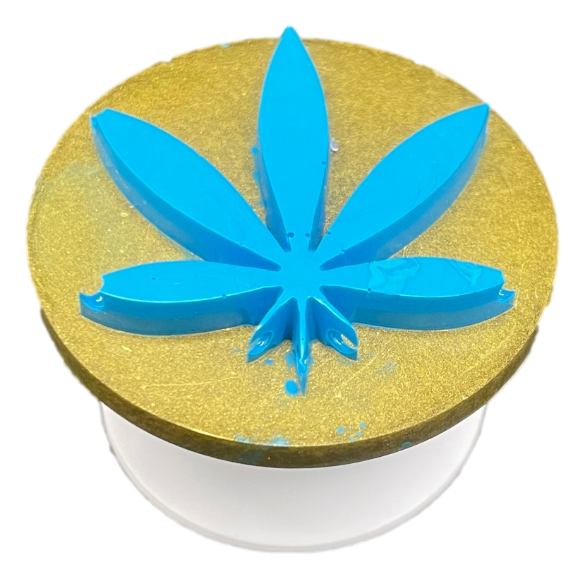 Gold & Aqua Blue Weed Leaf Phone Pop