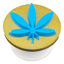 Gold & Aqua Blue Weed Leaf Phone Pop