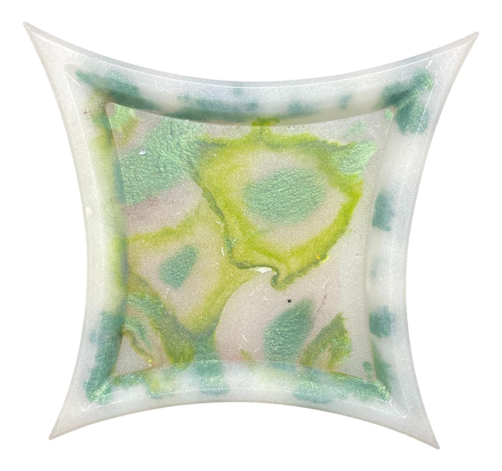 Square Trinket Tray - White & Green