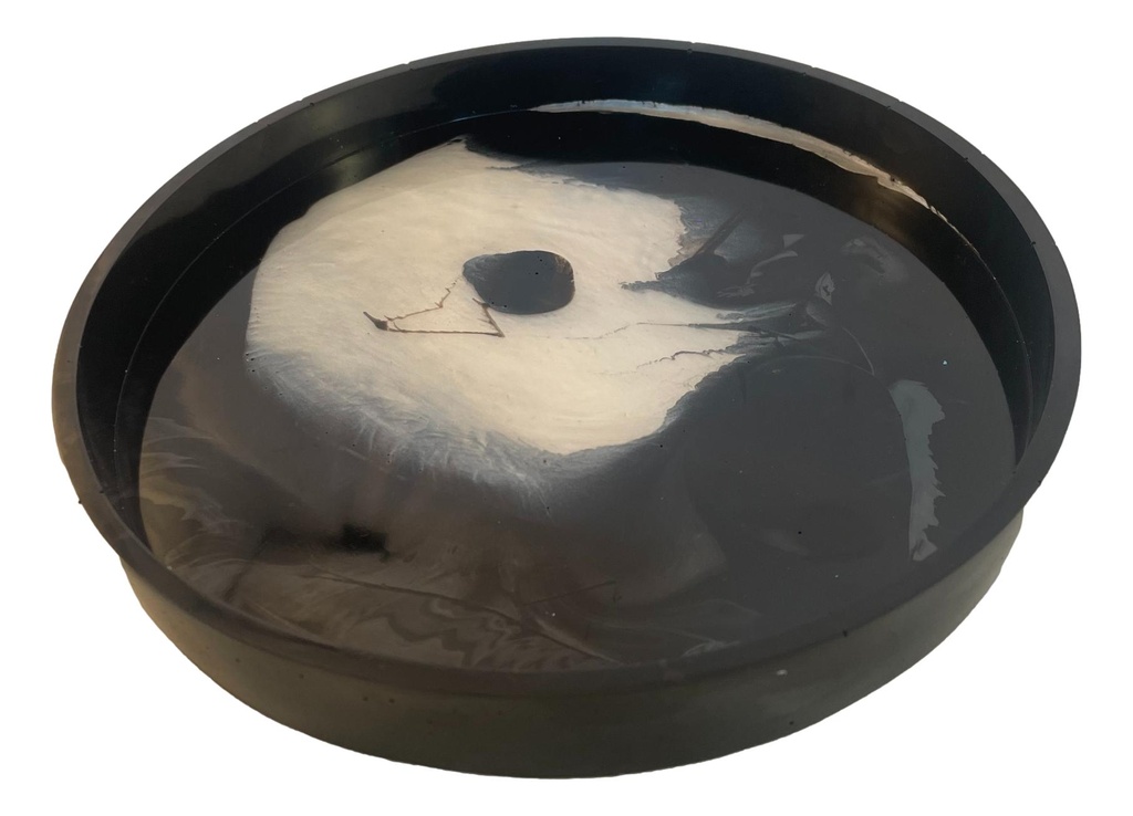 Round Black & White Tray