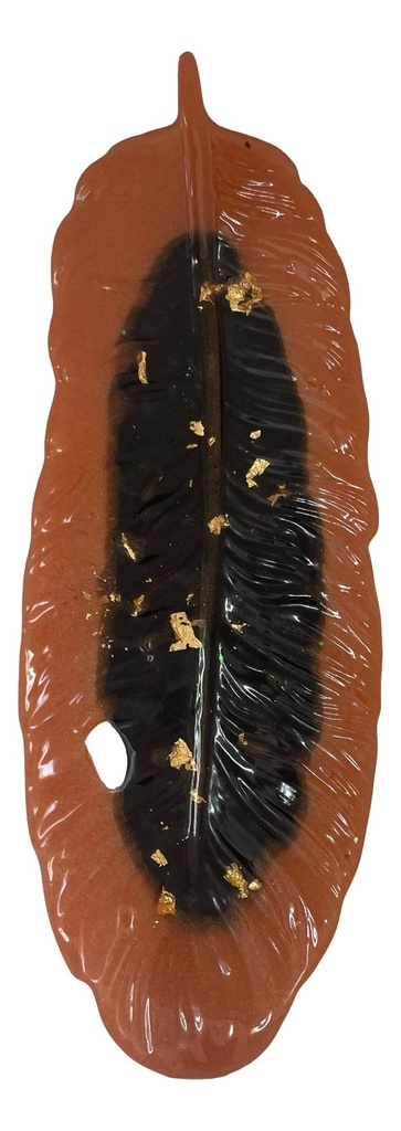 Copper, Black & Gold Resin Feather Tray