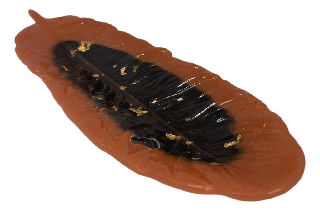 Copper, Black & Gold Resin Feather Tray