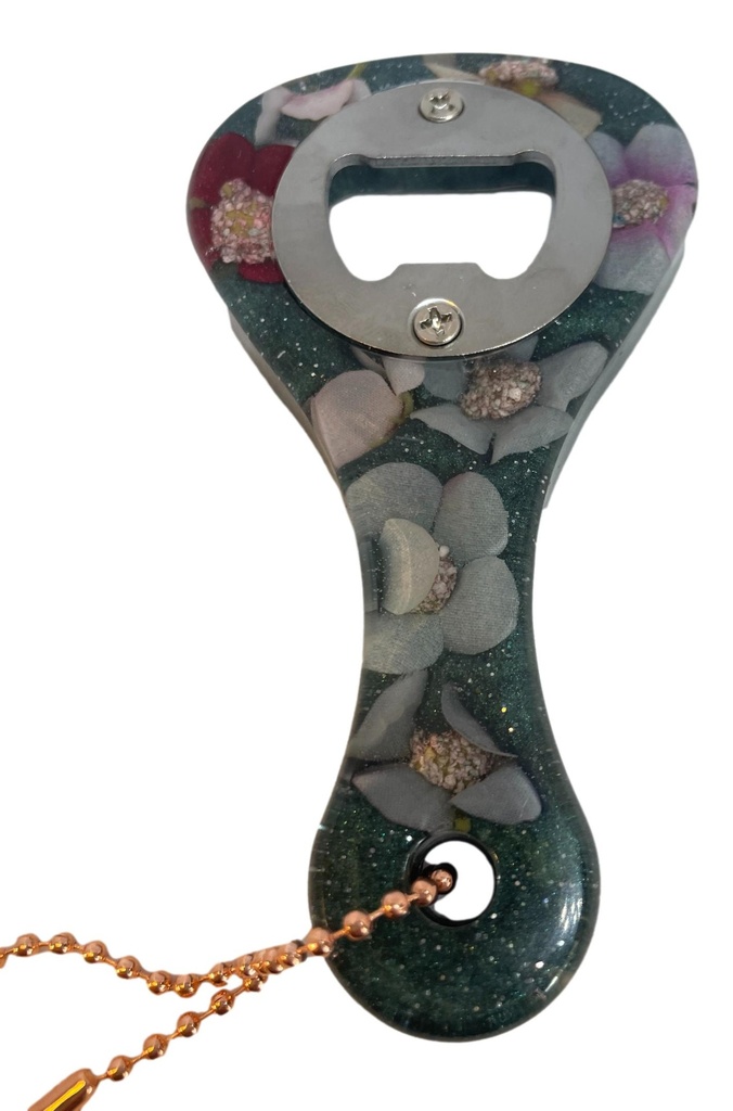 Embedded Silk Floral Bottle Opener