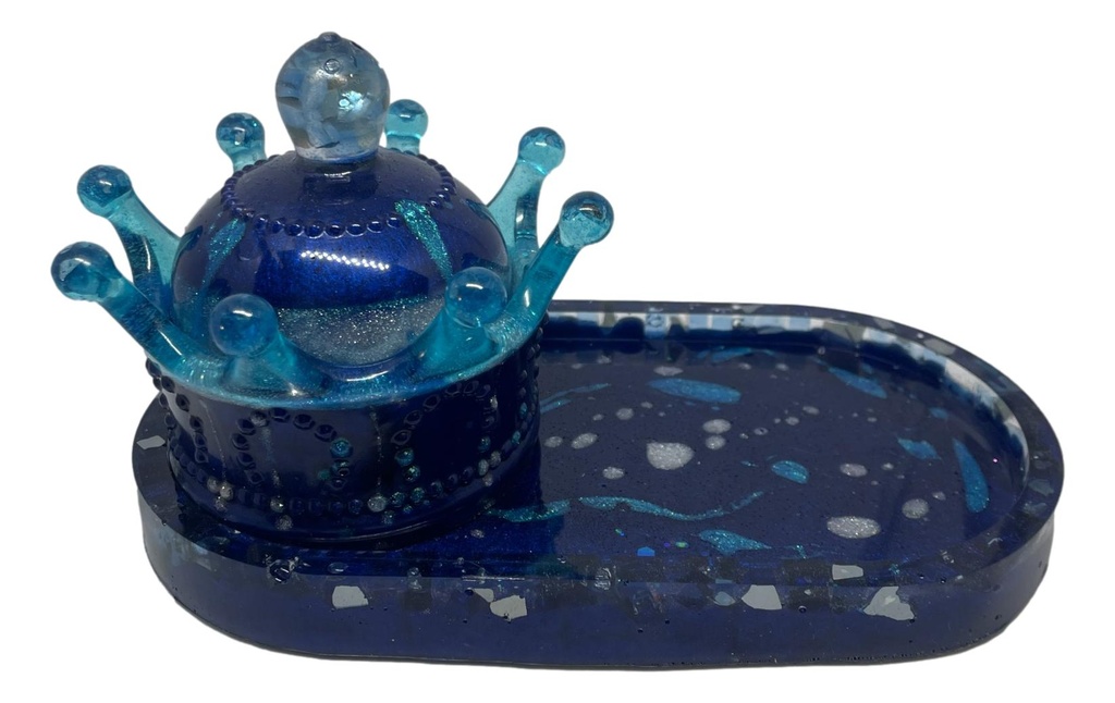 Deep Blue & Teal Tray and Trinket Crown