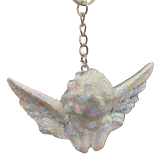 Mother-of-Pearl Effect Angel Keychain