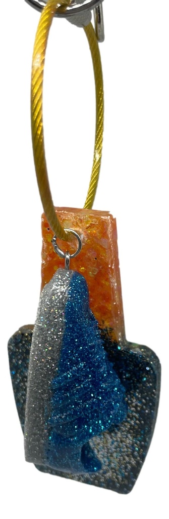 Blue & Orange Glitter Nail Polish Keychain