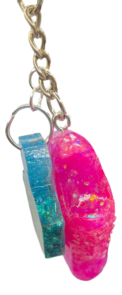 Pink Glitter Runner Keychain