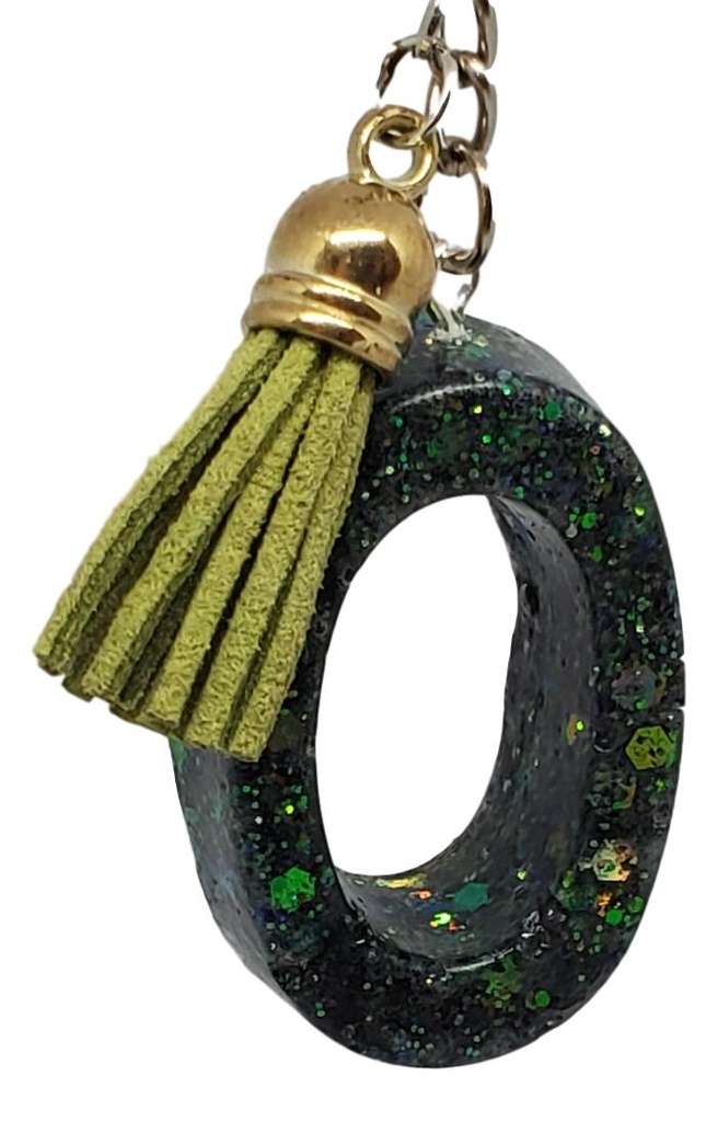 Green & Bronze Letter "O" Alphabet Key Chain