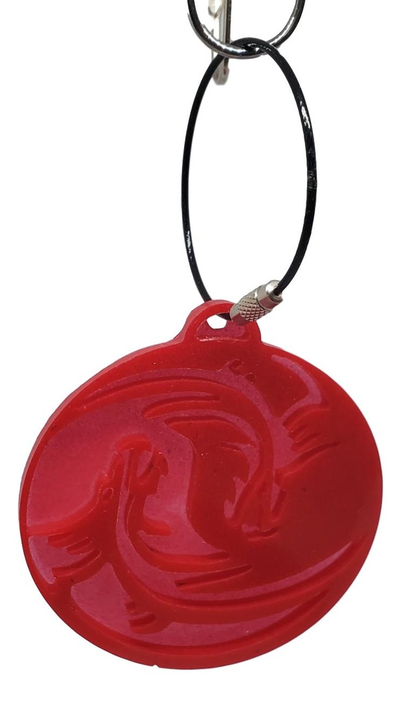 Yin Yang Dragon Art Keychain in Red
