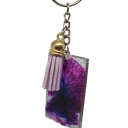 Dark Ink Rectangle Key Chain with Tassel Charm