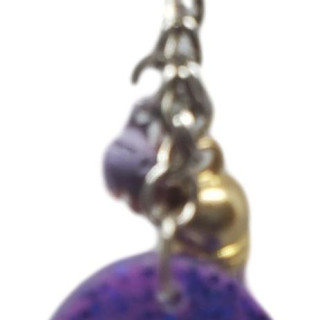 Purple with Blue Glitter Oval Key Chain with Tassel Charm
