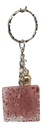 Simple Red Glitter Square Pendant Keychain