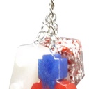 Red, White & Blue Lego Keychain