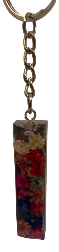 Rectangle Floral  Pendant Keychain
