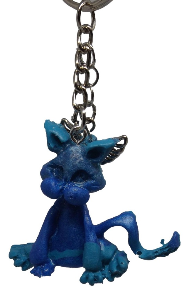Blue Cartoon Cat Keychain