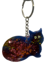 Blue with Rose Gold Glitter Cat Keychain
