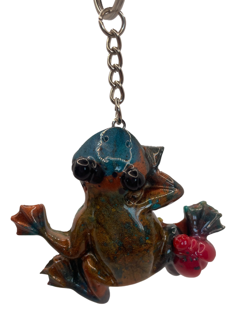 Multi-coloured  Frog Resin Keychain