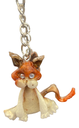 Brown and Cream Cartoon Cat Keychain