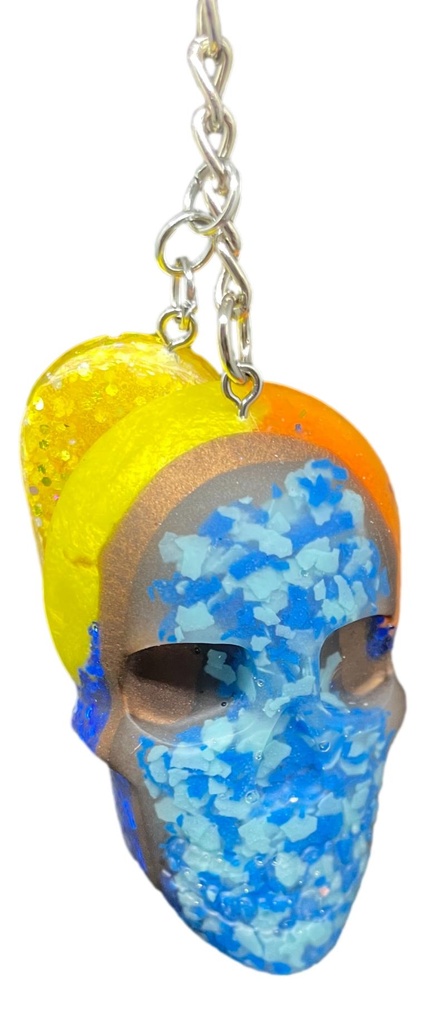 Brown & Blue Skull Keychain