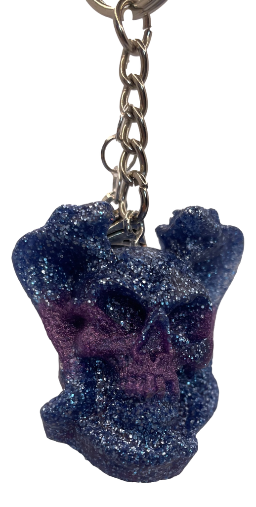 Blue & Purple Cobra Skull Keychain
