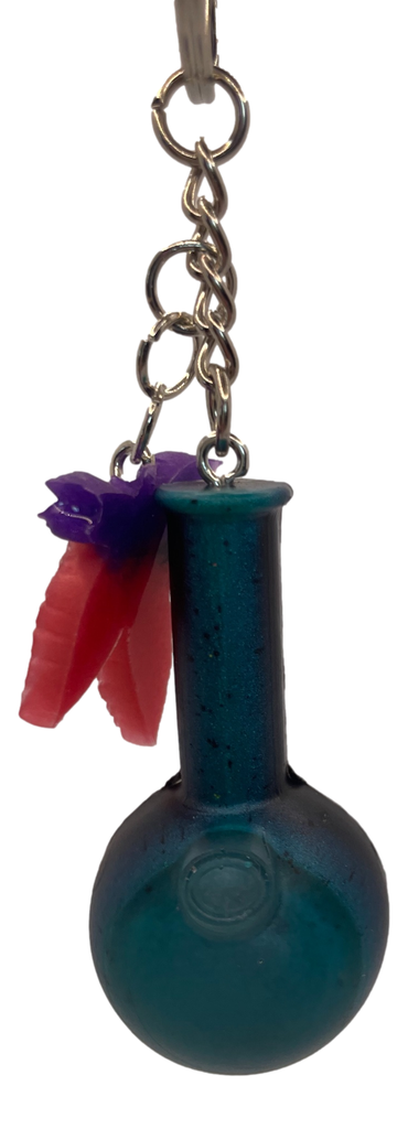 Teal and Black Bong  Keychain