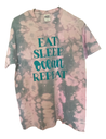 Soft Pink Tye-Dye Tee - Eat Sleep Ocean Repeat - Teal - M