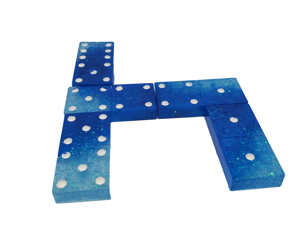 Blue Tones 28-piece Resin Domino Game Tiles