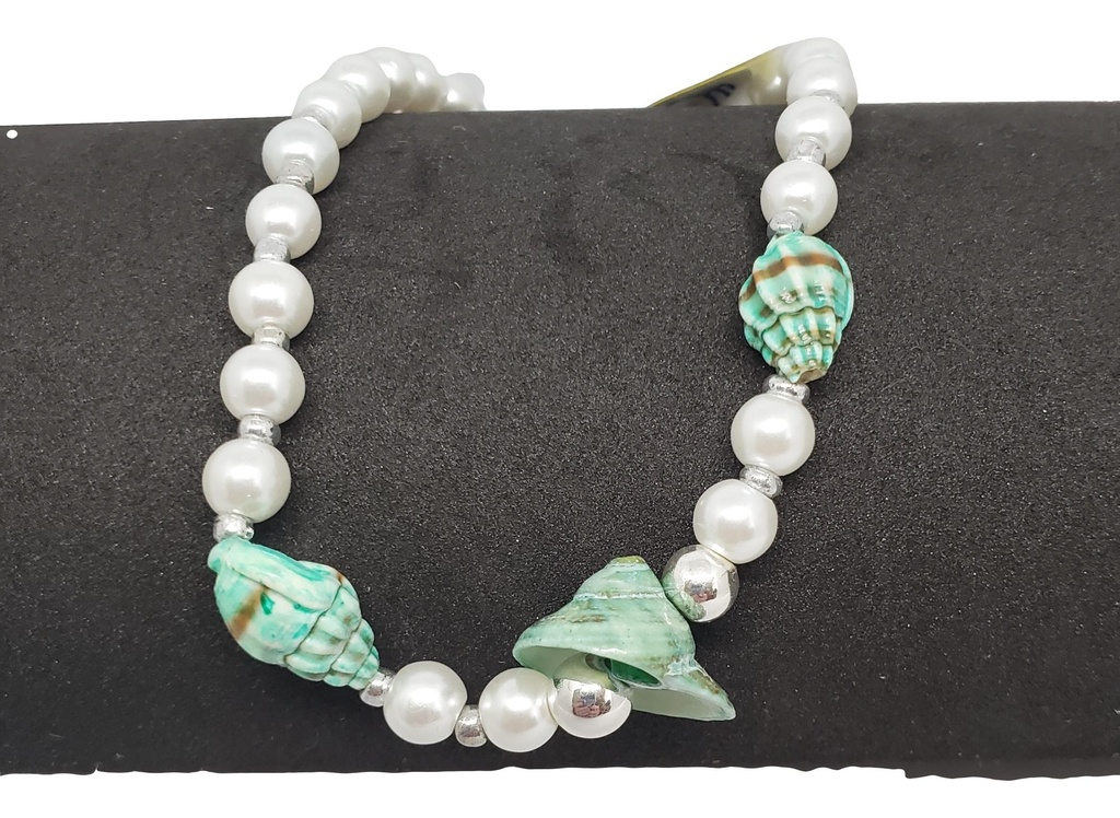 Pearls and Turquoise Shells Ankle Bracelet