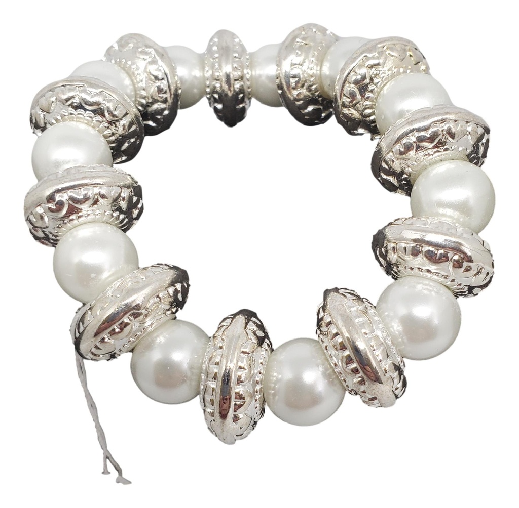 Large Pearls with Tibetan Silver Beads Bracelet