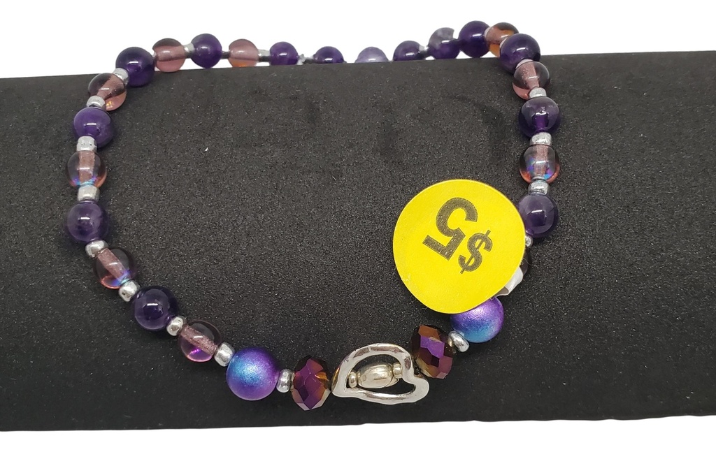Purple Beaded Ankle Bracelet