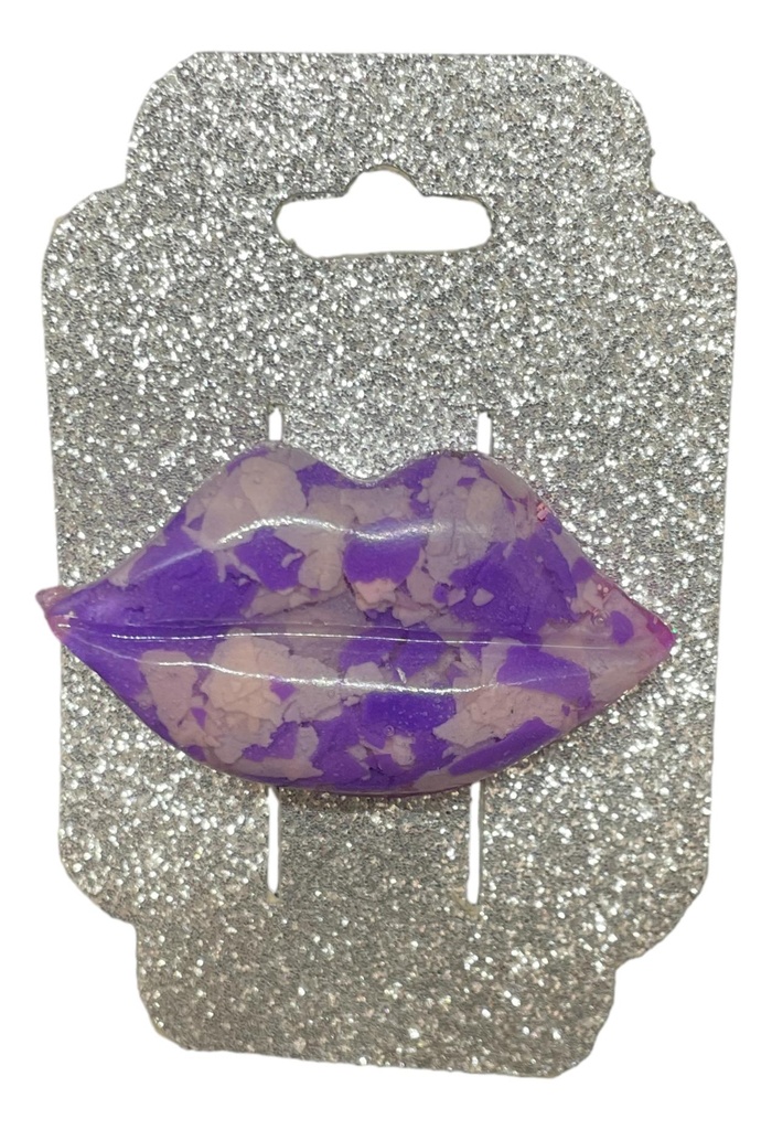 Purple Camo Lips Hair Clip