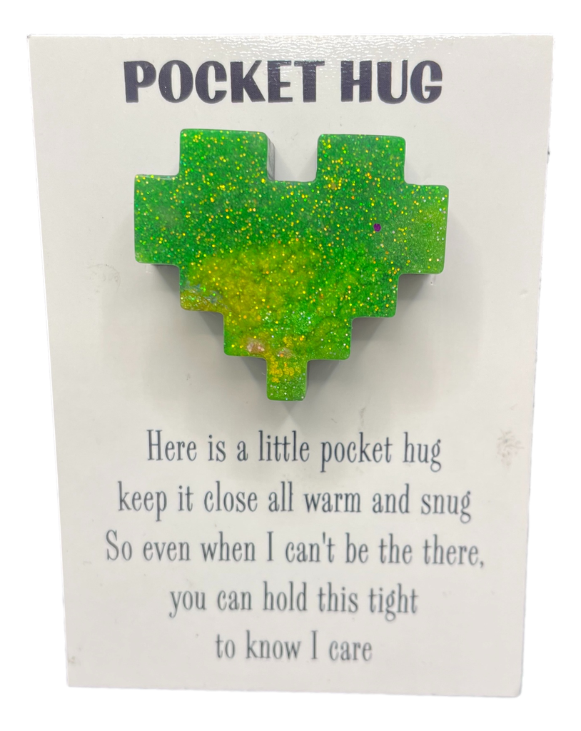 Two-tone Green Glitter Pocket Hug Heart