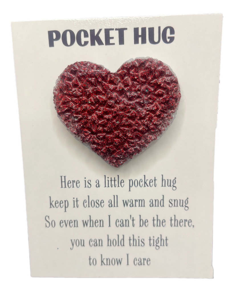 Deep Red Druzy Pocket Hug Heart
