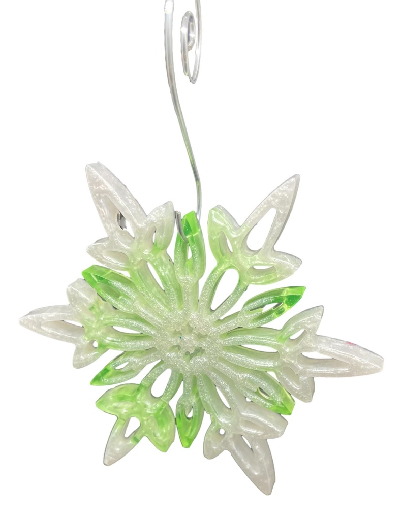 White & Green Snowflake Tree Ornament