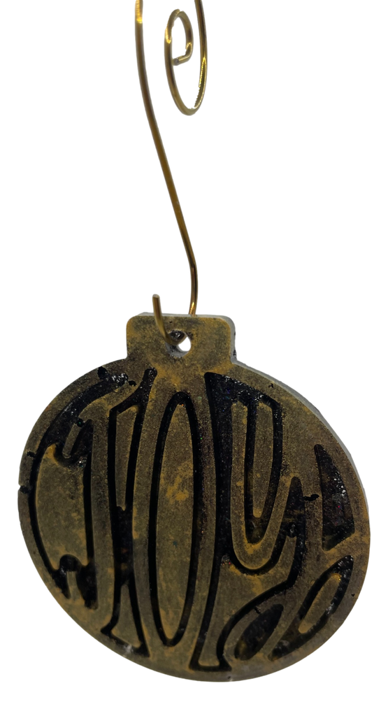 Gold and Black JOY Tree Ornament