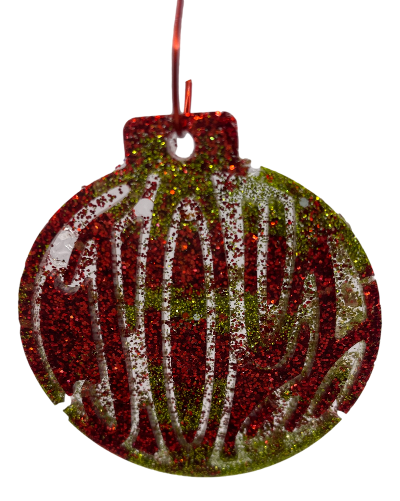 Sparkling Red & Green JOY Tree Ornament