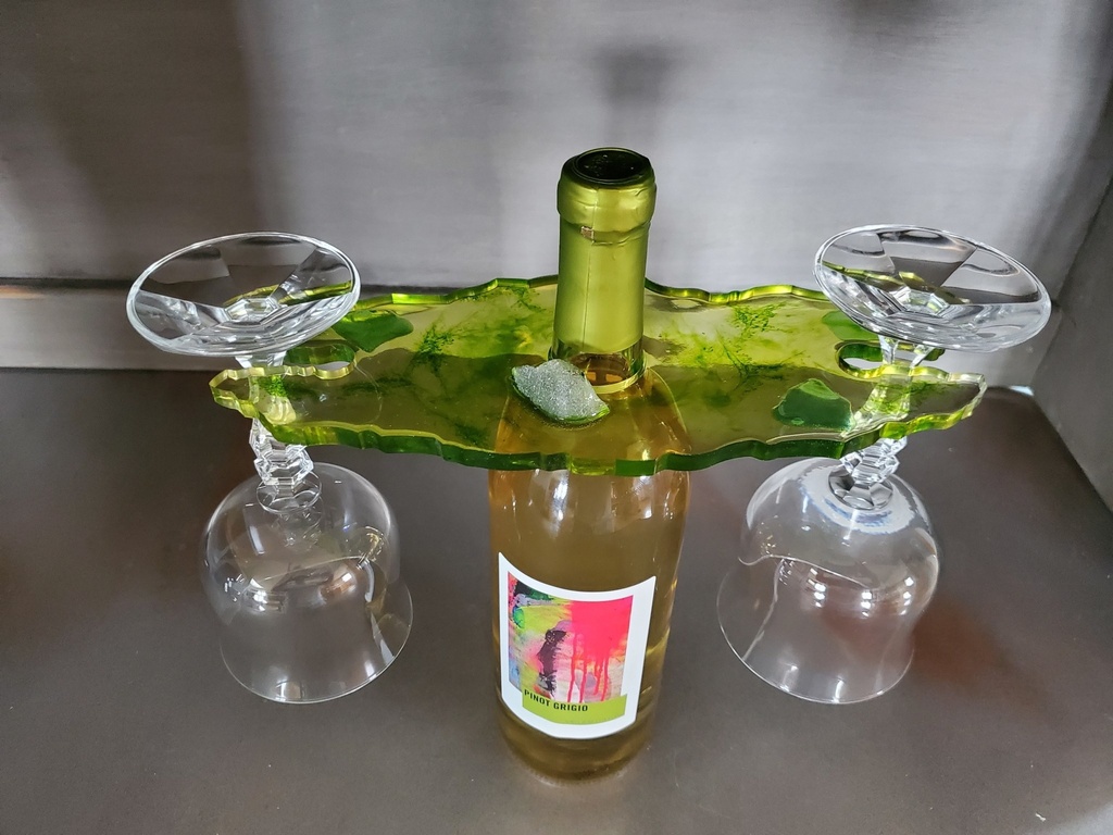 Wine Butler in Soft Greens with Beach Glass