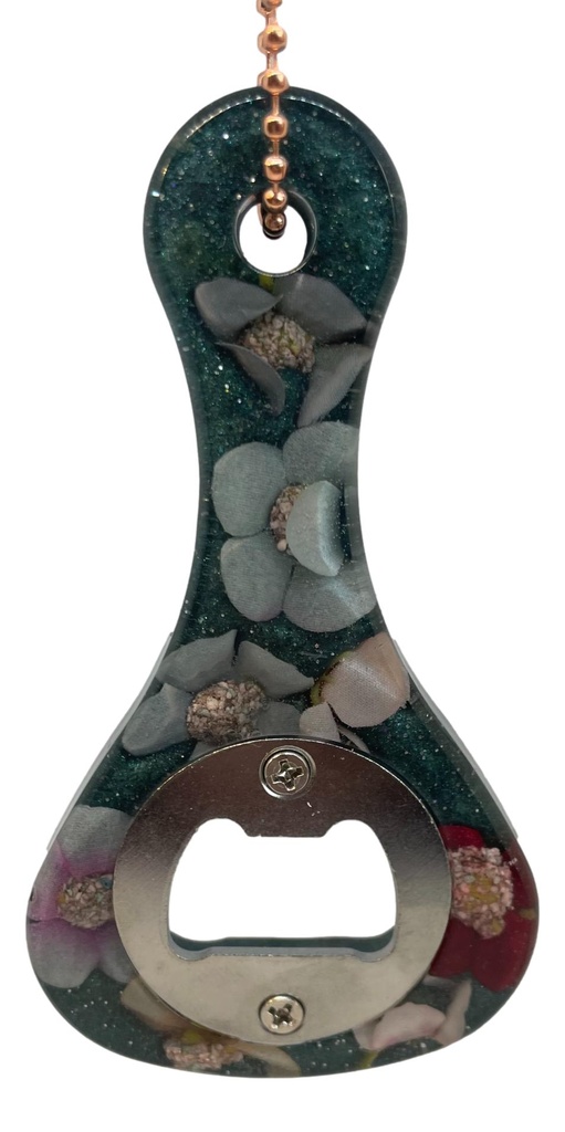 Embedded Silk Floral Bottle Opener