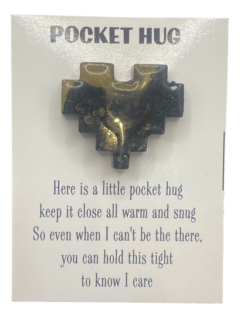 Black & Gold Geometric Pocket Hug Heart