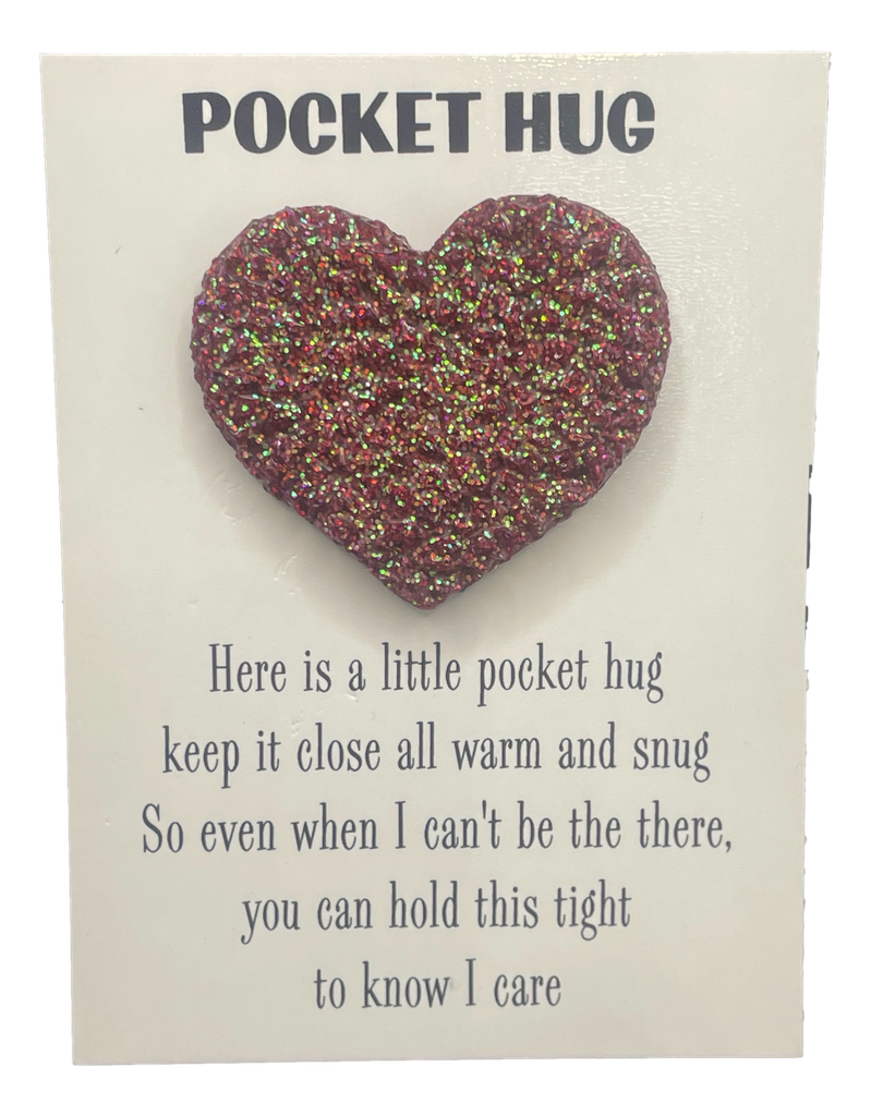 Druzy in Deep Red Glitter Pocket Hug Heart
