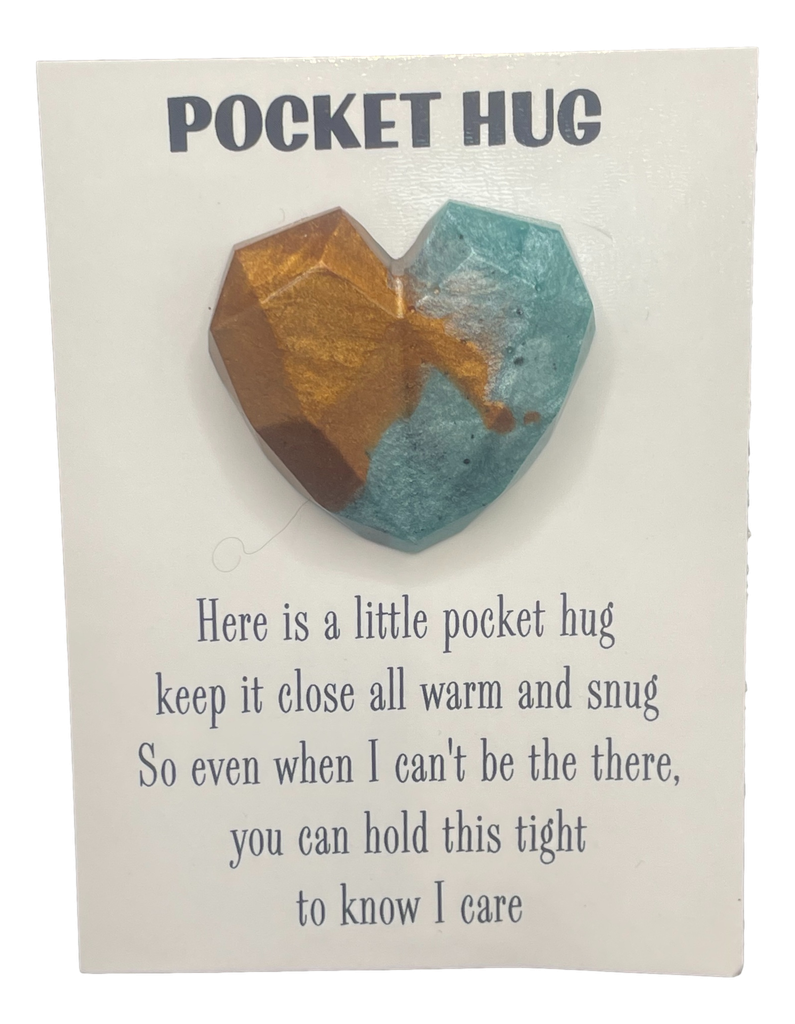 Soft Blue with Gold Pocket Hug Heart