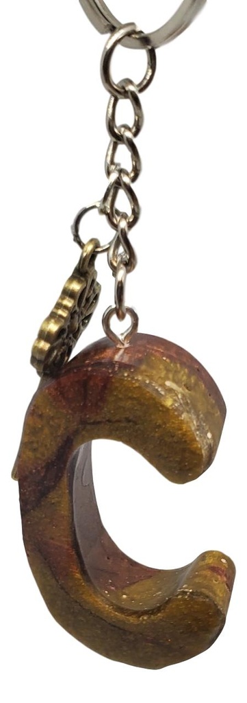 Dark Brown and Army Green Alphabet Keychain
