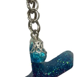 Purple, Teal and White Alphabet Keychain
