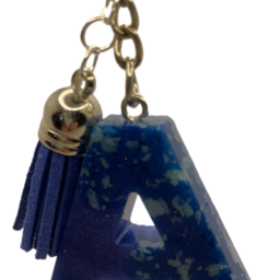 Blue Camo Initial Keychain